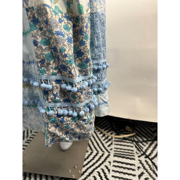 Handmade Vintage Patchwork Wrap Skirt  OS Blues   Cotton Blend - Picture 6 of 16